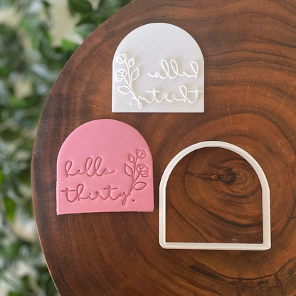 Hello Thirty (style 2) Cookie Cutter & Fondant Embosser