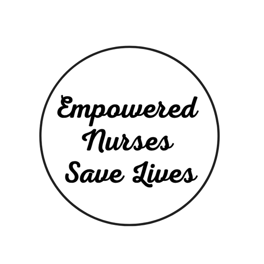 Circular logo with 'Empowered Nurses Save Lives' text on a white background