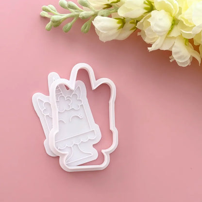 unicorn cake with flowers cookie cutter and stamp