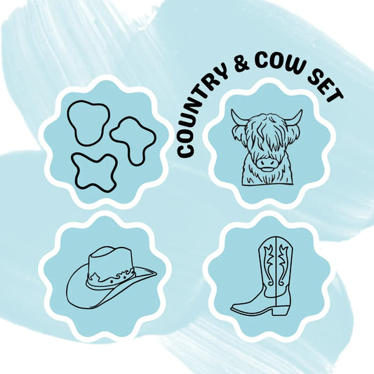 Country & Cow SET Cookie Cutter & Fondant Embossers
