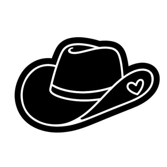 Black silhouette of a cowboy hat on a white background