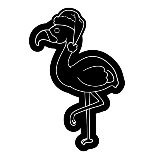 Flamingo with Santa Hat Cookie Cutter & Fondant Embosser