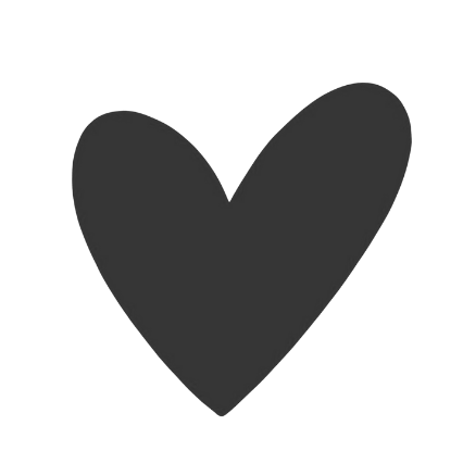 Black heart symbol on a white background
