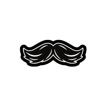 Black mustache icon on a white background