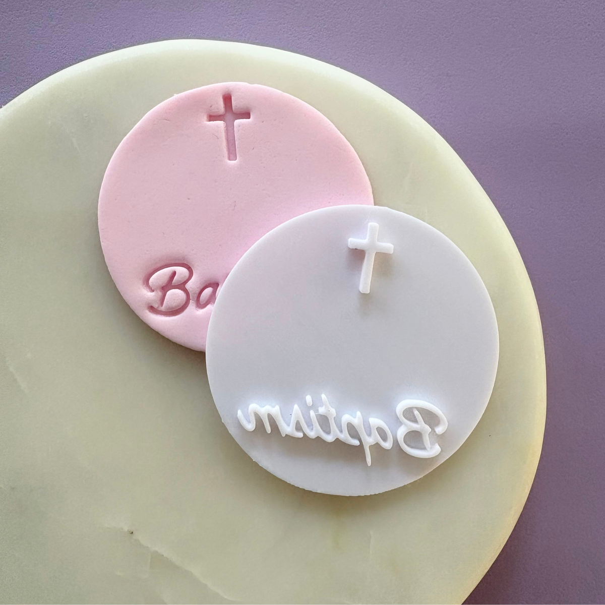 Cursive Baptism Cookie Fondant Embosser