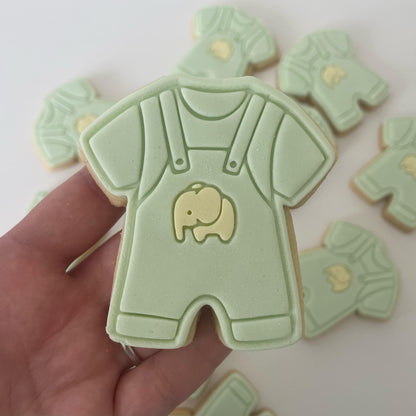 Baby Overalls with Elephant Cookie Cutter & Fondant Embosser